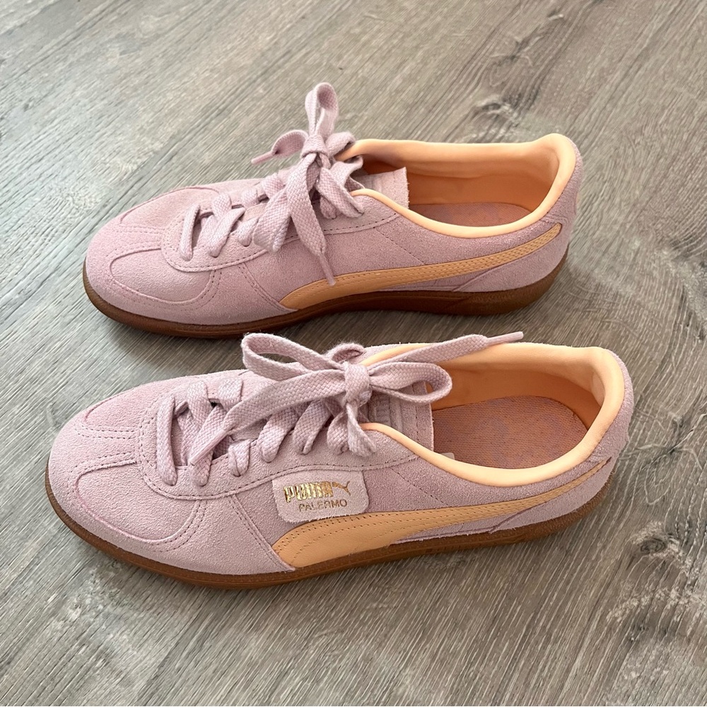 Puma Palermo Suede Sneakers Shoes 9 Lavender Purple Peach - Picture 4 of 8
